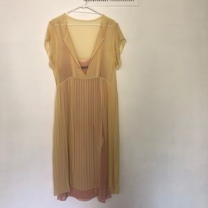 Zara Loose Fit Pleated Chiffon Midi Dress